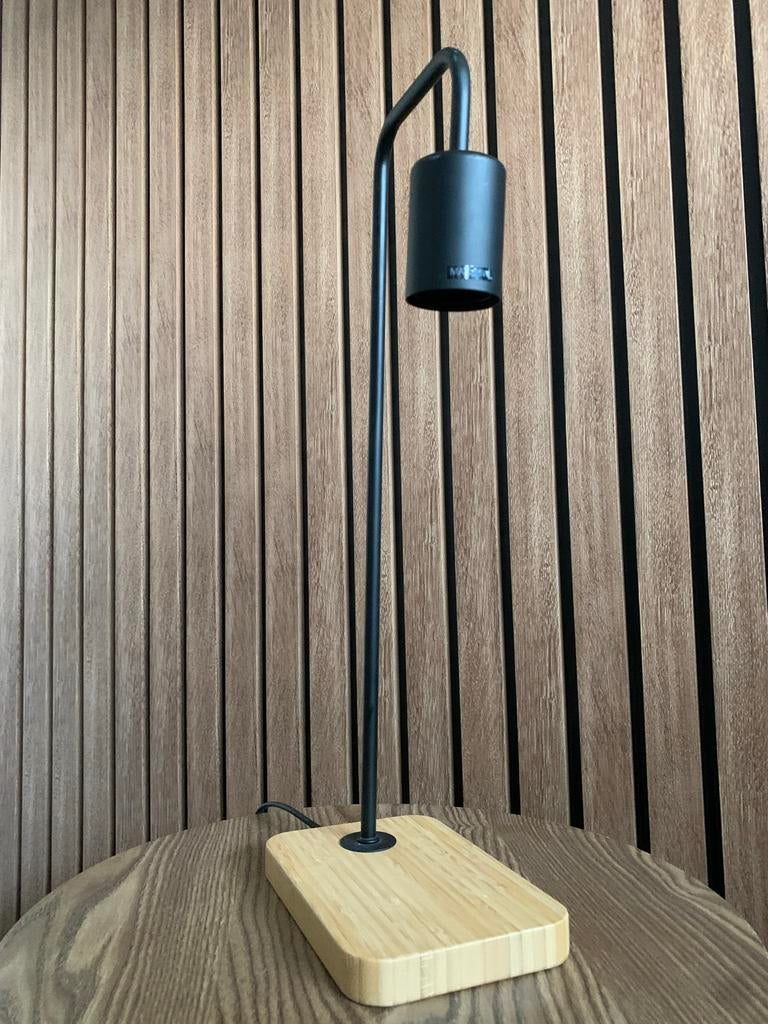 Tafellamp industrieel zwart bamboe IKEA TVÄRHAND lamp bureau, Ophalen of Verzenden, Zo goed als nieuw, Minder dan 50 cm, Industrieel