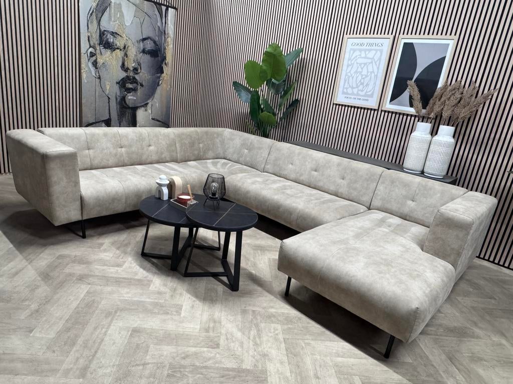 ZGAN Zitmaxx Gabanna U-Bank Microleer - Beige - 320 x 255, Huis en Inrichting, Banken | Bankstellen, -, -, Hoekbank, 300 cm of meer