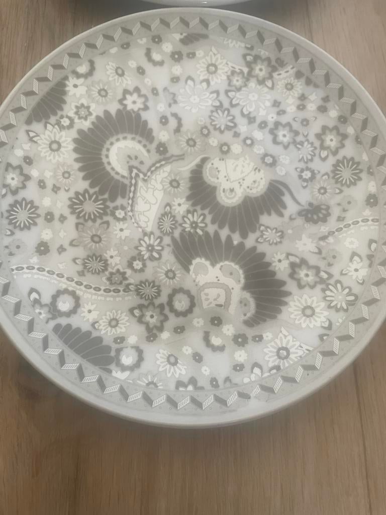 Set van 12 Kleine Marokkaanse Borden - Grijs/Wit, Huis en Inrichting, Keramiek, Ophalen of Verzenden, Zo goed als nieuw, Bord(en)