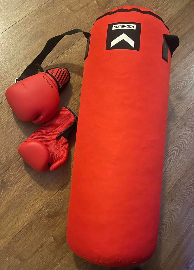 Boksbal met handschoenen, Sport en Fitness, Boksen, Ophalen, Zo goed als nieuw, Boksbal