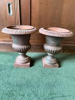 Antieke gietijzeren tuinvazen Frans set van 2, Ophalen, Gebruikt