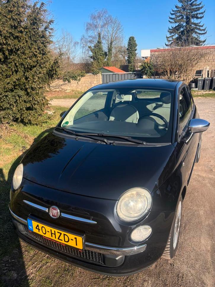 Fiat 500 1.2 C 2009 Zwart met panoramadakje, Auto's, Fiat, Particulier, Benzine, B, Hatchback, Handgeschakeld, Origineel Nederlands
