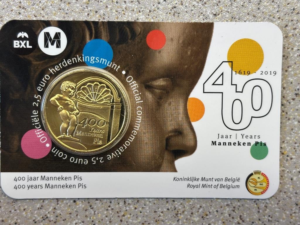 2,5 euro 400 jaar  Manneke Pis 2019 Belgie coincard BU, Ophalen of Verzenden, Vóór koninkrijk, Euro's, Setje
