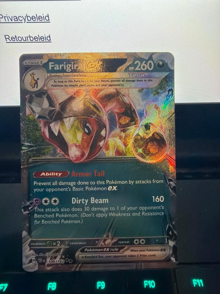 Farigiraf ex Pokémon kaart (108/162) - Tera type, Hobby en Vrije tijd, Verzamelkaartspellen | Pokémon, Zo goed als nieuw, Losse kaart