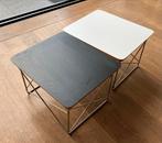 2 Eames LTR bijzettafels - Wit en zwart, Minder dan 45 cm, Gebruikt, Metaal of Aluminium, Ophalen of Verzenden