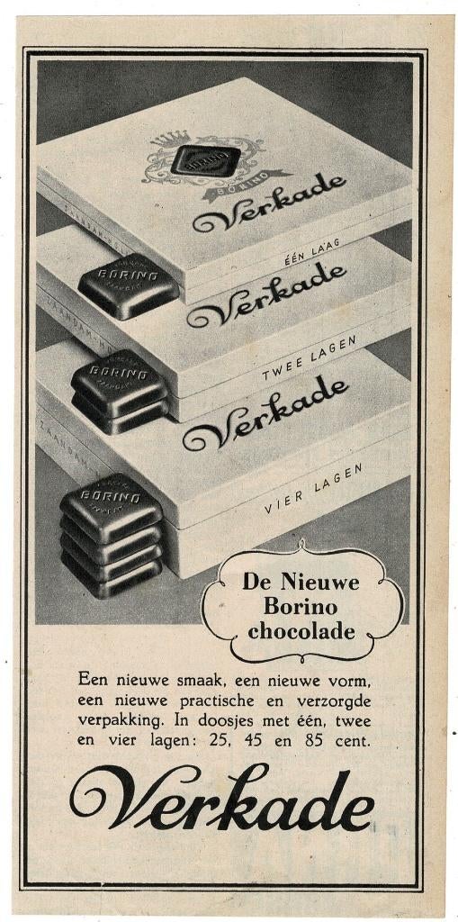 De nieuwe VERKADE BORINO Chocolade doosjes 1-2-4 lagen 1939, Verzenden, Zo goed als nieuw, Overige typen