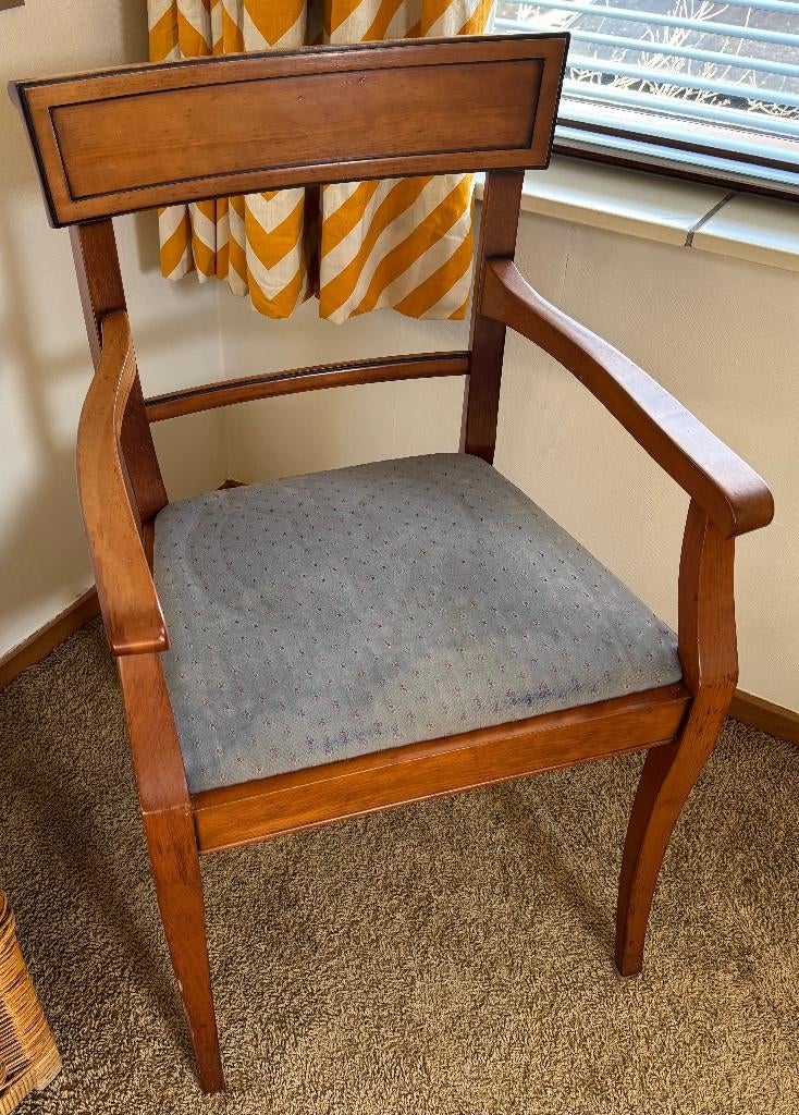 Set Klassieke Grange Empire stijl stoelen, Gebruikt, Twee, Bruin, Stof