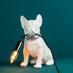 Tafellamp Francis Bulldog – Wit met zilveren halsband, Ophalen of Verzenden, Nieuw, Minder dan 50 cm