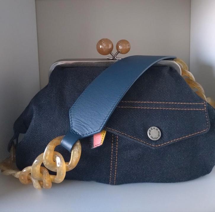 Max Mara Weekend Pasticcino denim tas, Sieraden, Tassen en Uiterlijk, Tassen | Damestassen, Zo goed als nieuw, Handtas, Blauw