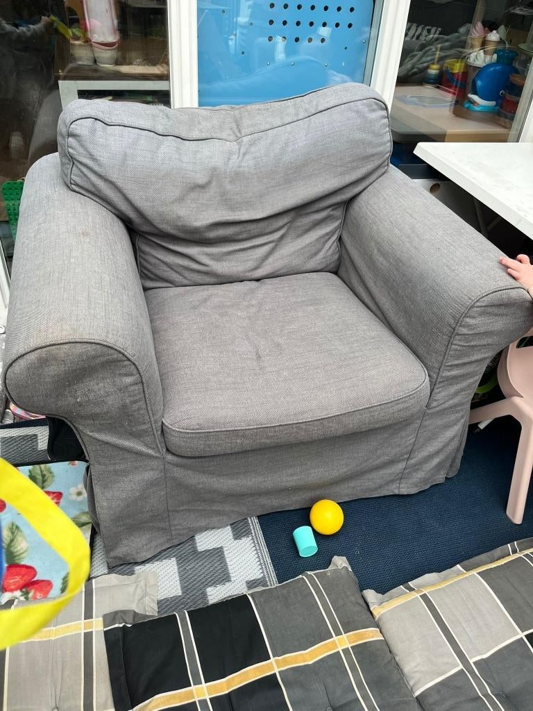Ikea ektorp stoel / fauteuil grijs, Huis en Inrichting, Fauteuils, Gebruikt, 100 tot 125 cm, 75 tot 100 cm, Ophalen