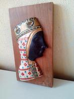 Wanddecoratie etnisch beschilderd kunstwerk houtsnijwerk, Antiek en Kunst, Ophalen of Verzenden