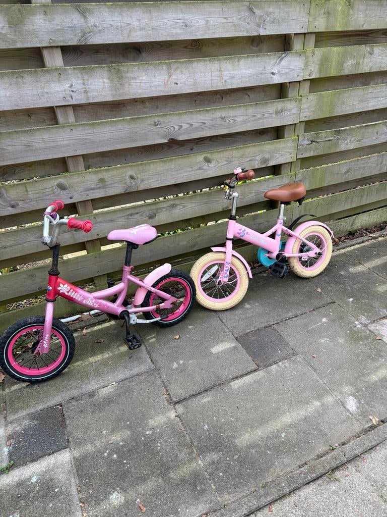 Twee Popal kinderfietsjes, Ophalen, Gebruikt, Minder dan 16 inch, Zijwieltjes
