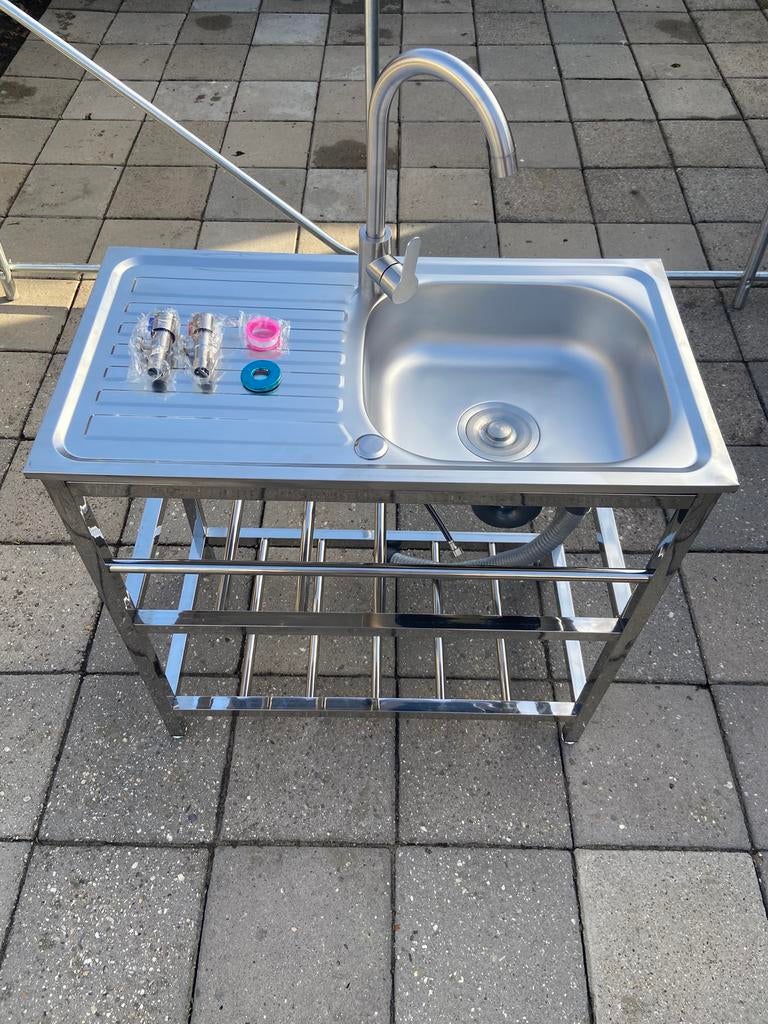 Nieuwe RVS (camping) - spoelblad - spoelbak - spoeltafel 3, Tuin en Terras, Ophalen of Verzenden, Nieuw, Vrijstaand