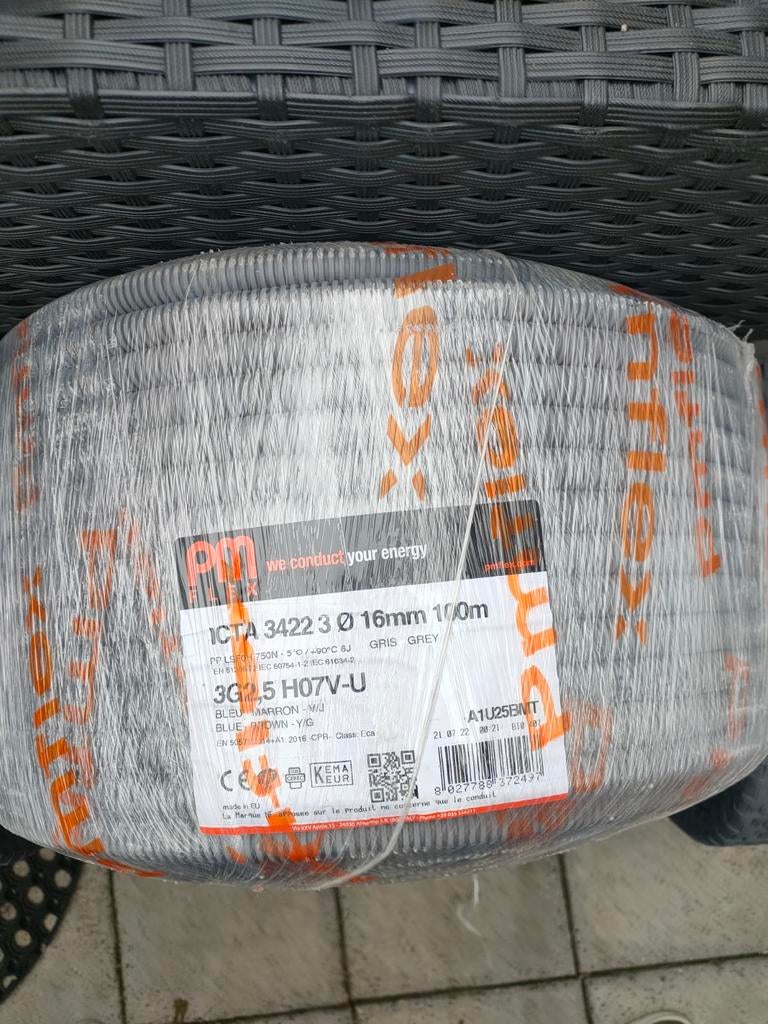 PM ICTA 3422 3G2.5 H07V-U 16mm 100m kabel, Ophalen of Verzenden, Nieuw, Kabel of Snoer