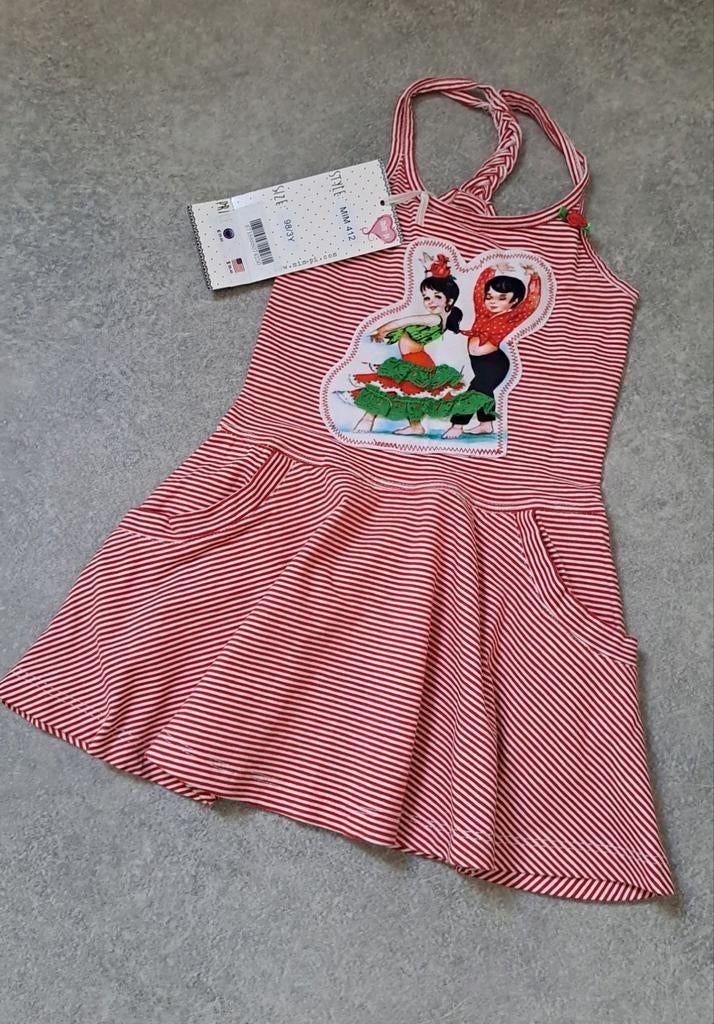 Mim-Pi zomerjurkje rood-wit gestreept maat 98, Kinderen en Baby's, Kinderkleding | Maat 98, Meisje, Nieuw, Ophalen of Verzenden