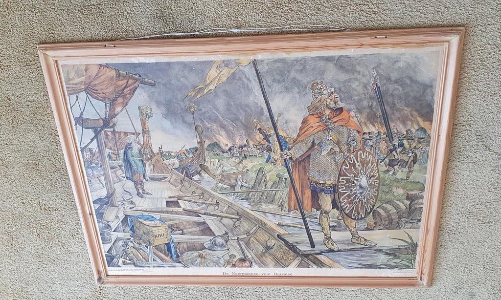 Vintage Schoolplaat: De Noormannen voor Dorestad, Ophalen