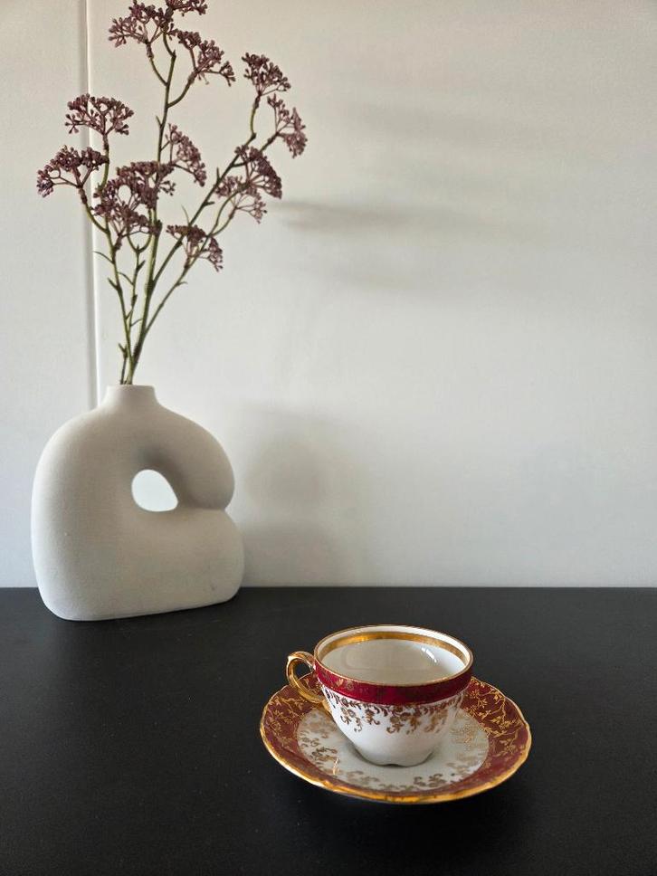 Vintage Bavaria kop en schotel - robijnrood met goud, Antiek en Kunst, Antiek | Servies los, Ophalen of Verzenden