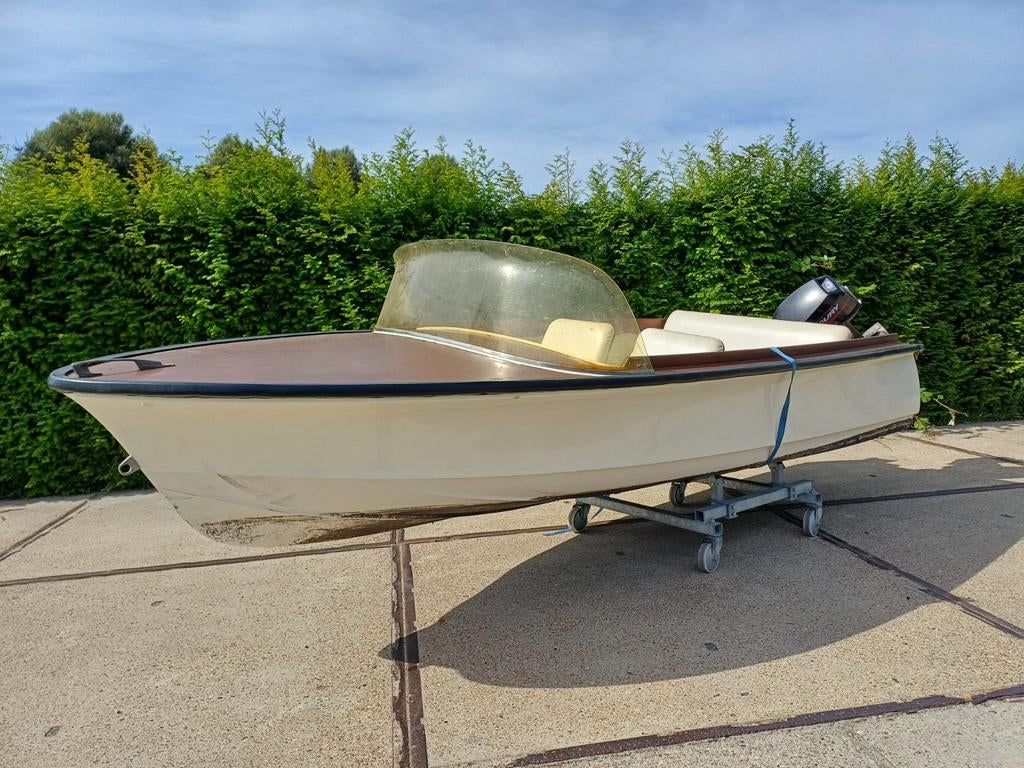 Skibsplast sportsmann 13 de luxe 1963 met honda 8 pk 4 takt, Ophalen, Gebruikt, Minder dan 70 pk, 3 tot 6 meter