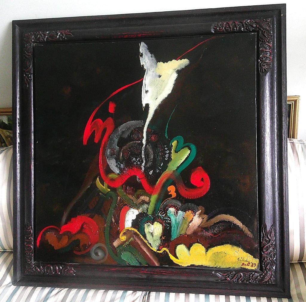 Spirituele compositie op doek - Wayan Sika (1949-2020), Ophalen