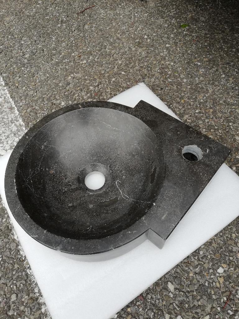 Hoekfontein blauwe hardsteen ronde wasbak 8 cm dik, Ophalen, Nieuw, Steen, Wastafel