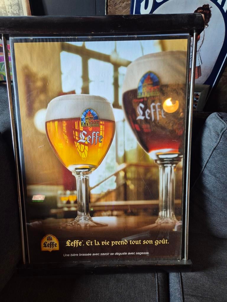 Vintage Leffe bier lichtbak, Ophalen of Verzenden, Gebruikt, Lichtbak of (neon) lamp