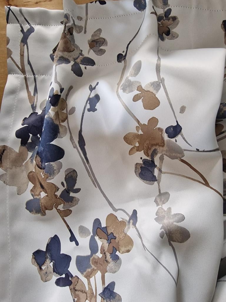 IKEA Pialotta Gordijn met Bloemenprint - Zo goed als nieuw, 100 tot 150 cm, 200 cm of meer, Grijs, Ophalen of Verzenden