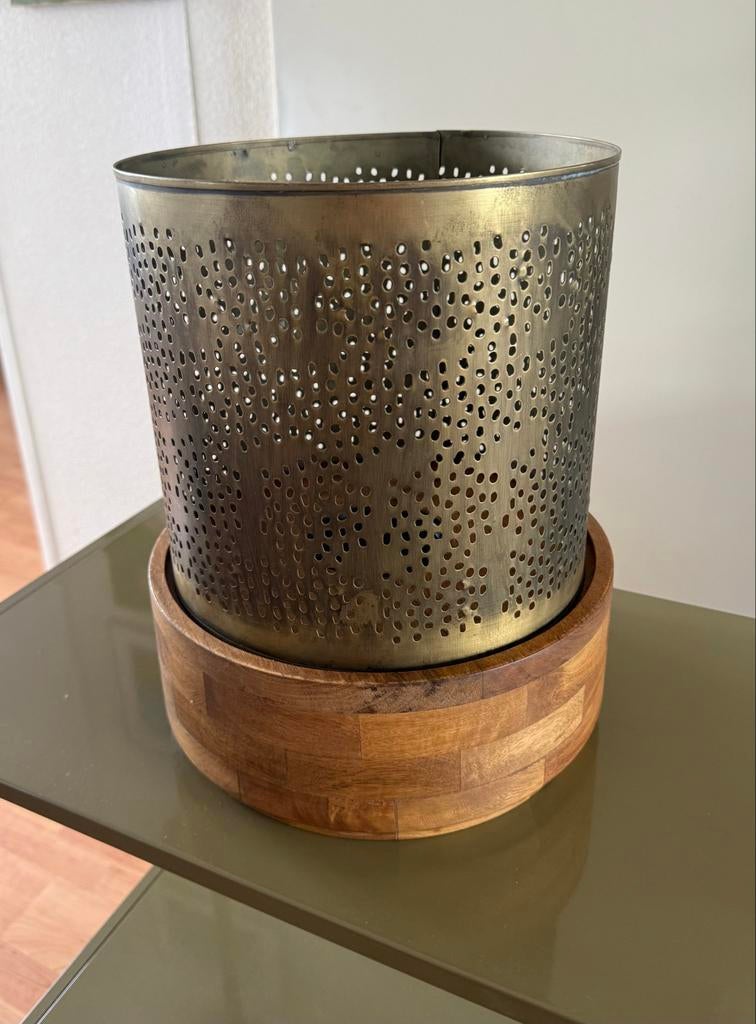 Windlicht / kaarsenhouder brons goud, Overige kleuren, 25 tot 50 cm, Ophalen of Verzenden, Zo goed als nieuw