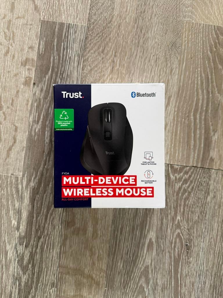 Trust Fyda Multi-Device Draadloze Muis - Bluetooth, Computers en Software, Muizen, Muis, Ergonomisch, Nieuw, Ophalen of Verzenden