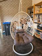 Witte hangstoel met standaard en kussen, Gebruikt, Modern, Bohemian, Wit, Ophalen of Verzenden