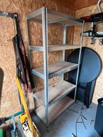 Stevige metalen stellingkast met 5 houten planken, Ophalen, Gebruikt