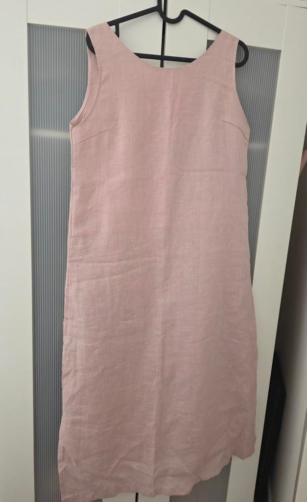 Linnen zomerjurk, Maat 42/44 (L), Ophalen of Verzenden, Zo goed als nieuw, Korte mouw