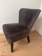 Fauteuil - antraciet velours | Leenbakker, Huis en Inrichting, Fauteuils, Ophalen, Zo goed als nieuw, 75 tot 100 cm, 50 tot 75 cm