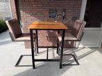 Industriële Barset: Houten Bartafel met 2 Luxe Barkrukken, Ophalen, Zo goed als nieuw