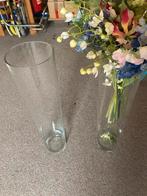 2 grote glazen vazen (zonder bloemen), Overige kleuren, 50 tot 75 cm, Ophalen of Verzenden, Glas