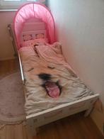 Ikea peuterbed met roze bedtent en hekje, Ophalen, Gebruikt, 70 tot 85 cm, 140 tot 160 cm