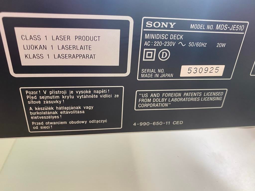 Sony MDS-JE510 Minidisc Deck - Uitstekende Staat, Ophalen, Minidisc-recorder