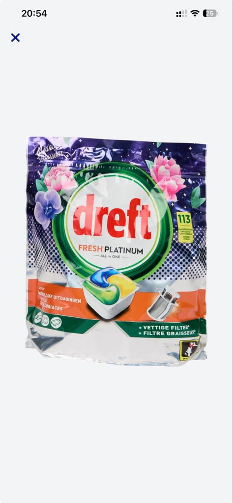 Dreft Fresh Platinum All-in-One Vaatwastabletten - 113 st., Ophalen of Verzenden