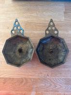 2 oude koperen kandelaars, Ophalen of Verzenden, Koper