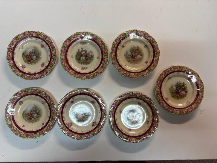 7 Antieke Schoteltjes Oscar Schlegelmilch - Provence, Antiek en Kunst, Antiek | Porselein, Ophalen of Verzenden