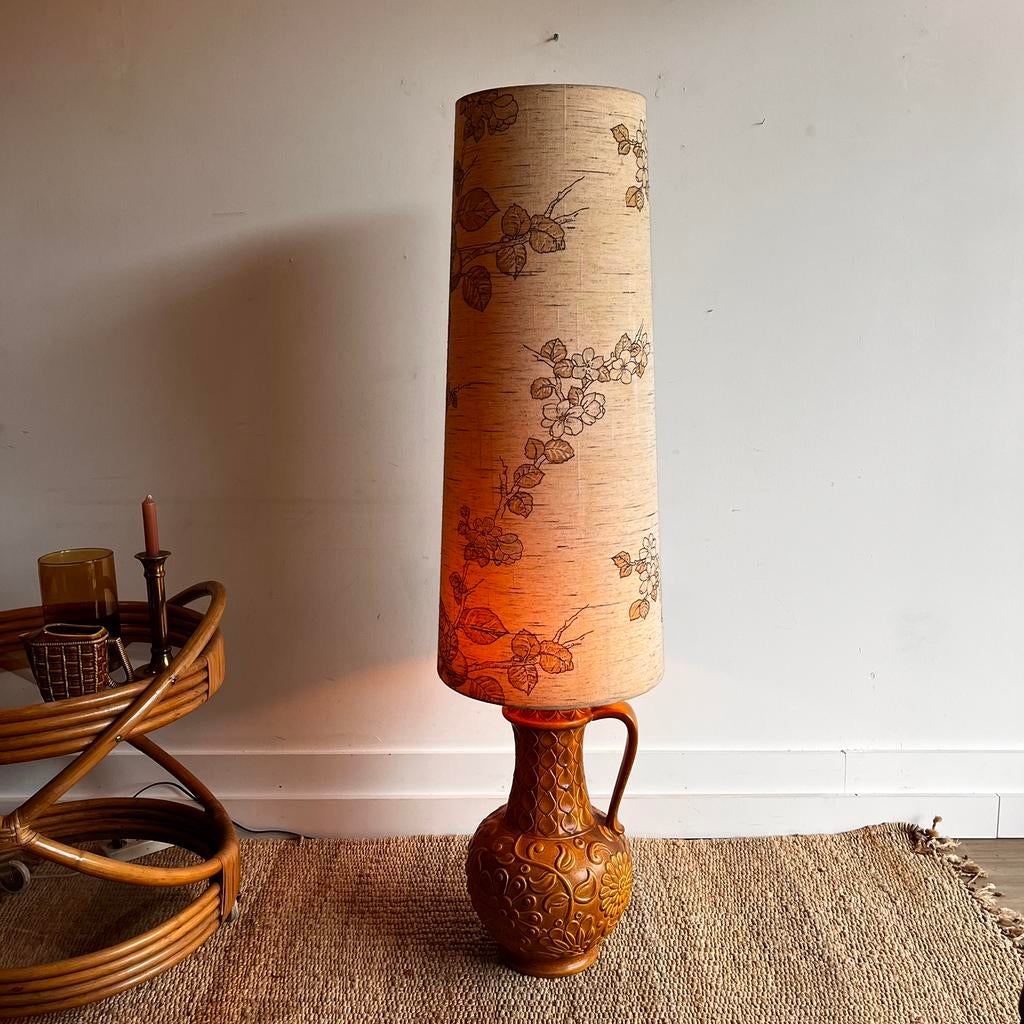 SALE Keramiek lamp vloerlamp hoge kap West Germany Vintage, Huis en Inrichting, Lampen | Vloerlampen, Ophalen, Zo goed als nieuw