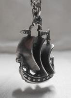 Zilveren jasseron ketting met schip hanger nr.1762, Sieraden, Tassen en Uiterlijk, Kettingen, Met hanger, Verzenden, Zo goed als nieuw