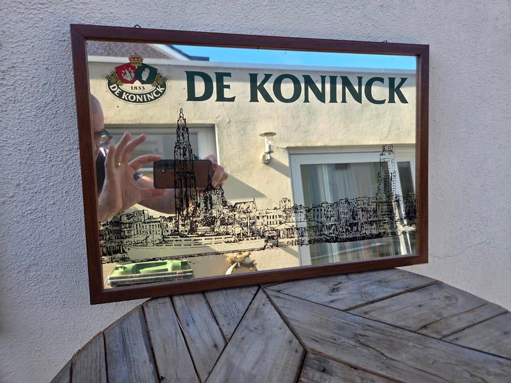 De Koninck Bierreclame Spiegel - 47x33 cm, Ophalen, Gebruikt, Reclamebord