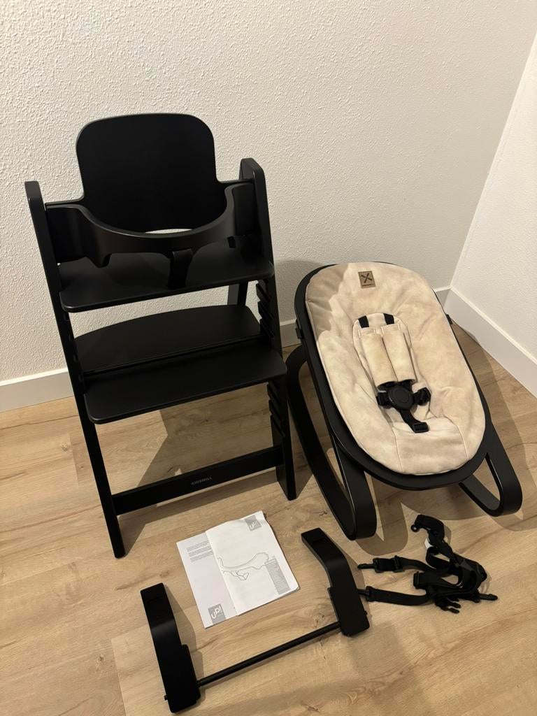 Kidsmill kinderstoel zwart met newbornset en wipstoel, Kinderen en Baby's, Kinderstoelen, Ophalen, Gebruikt, Meegroeistoel