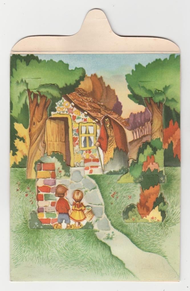Pop-up kaart.  Hans en Grietje.  1950.  Sprookjes., Verzenden, 1940 tot 1960, Gelopen, Overige thema's