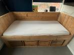Steigerhout bed bruin + matras, Huis en Inrichting, Slaapkamer | Bedden, Ophalen, Gebruikt, 90 cm, Eenpersoons
