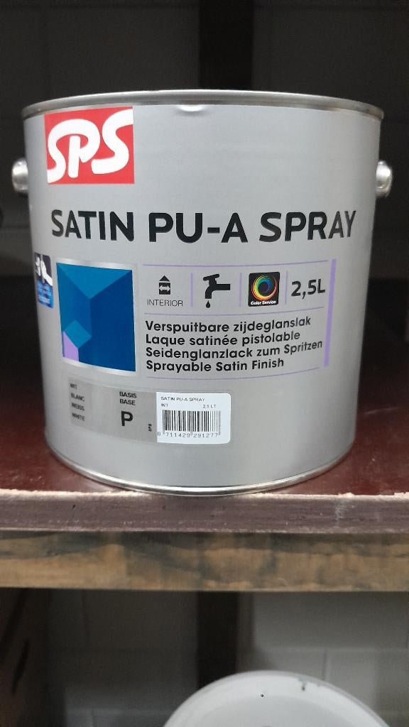 SPS Satin pu-a spray lak 2,5 liter lichtgrijs., Nieuw, Ophalen of Verzenden, Lak, Grijs
