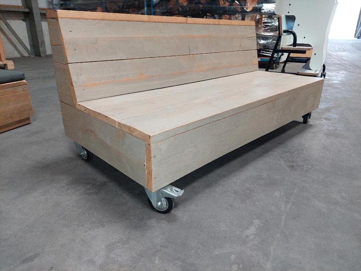 Verrijdbare steigerhouten (tuin) bank / BSO-bank, Tuin en Terras, Tuinbanken, Zo goed als nieuw, Hout, Ophalen of Verzenden