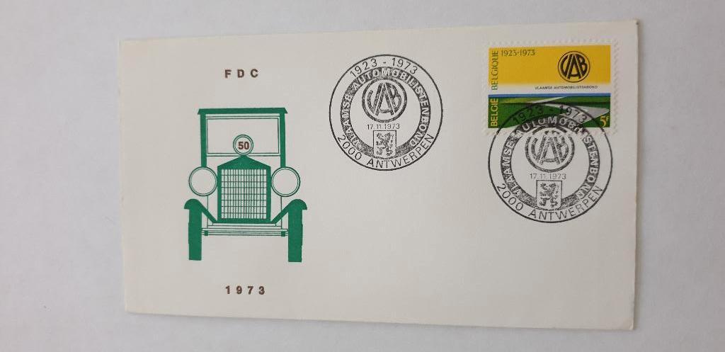 5156 belgie fdc 1973 vlaamse automobilistenbond, Postzegels en Munten, Postzegels | Europa | België, Verzenden