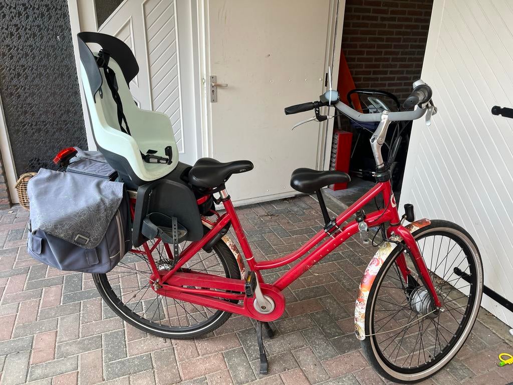 Cortina Moederfiets met Fietstassen en Bobike Zitje, Fietsen en Brommers, 2 zitjes, Gebruikt, Versnellingen, Ophalen