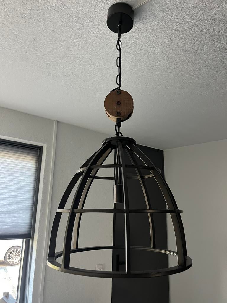 Stalen lamp 46 cm doorsnede, Ophalen, Zo goed als nieuw, Minder dan 50 cm